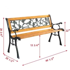 Tangkula Garden Iron Bench Porch Path Hardwood Chair For Patio Park Outdoor Deck -Outdoor Garden GUEST 11cf3082 e40a 4a8c 885f 6f10e1ceee67