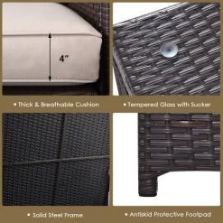 Tangkula 5PCS Outdoor Patio Furniture Set With 50,000 BTU Propane Fire Pit Table Patio Conversation Set W/ Cushions, Storage Box, Coffee Table Beige -Outdoor Garden GUEST 1264a1a4 fa43 4707 a829 e74012348e90