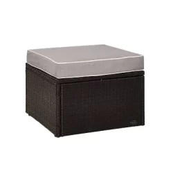 Palm Harbor Outdoor Wicker Ottoman - Gray - Crosley -Outdoor Garden GUEST 12d4c82a c82e 40e8 8ead 213c310fedd7
