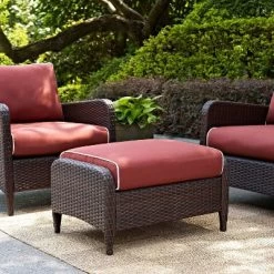 Kiawah Outdoor Wicker Ottoman - Crosley -Outdoor Garden GUEST 13074a1b 8c9d 43c7 b428 4225d5b84aca
