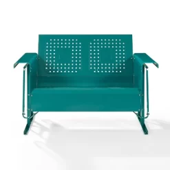 Bates Outdoor Loveseat Glider - Turquoise Gloss - Crosley -Outdoor Garden GUEST 13084796 4694 456f 8824 7c18e6954daa