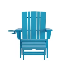Emma And Oliver Set Of 2 Adirondack Chairs With Cup Holders And Pull Out Ottoman, All-Weather HDPE Indoor/Outdoor Lounge Chairs -Outdoor Garden GUEST 134d1207 b917 4332 9f8f acfbbbb5c79f