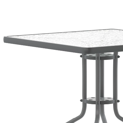 Emma And Oliver 31.5" Square Tempered Glass Metal Table With Smooth Ripple Design Top 7 Emma And Oliver 31.5" Square Tempered Glass Metal Table With Smooth Ripple Design Top - Image 7