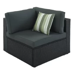 7pc Wicker Patio Seating Set With Cushions & Striped Pillows - Gray - GODEER -Outdoor Garden GUEST 13bc52dc 1aec 485d b4ba 25a905e0b9e6