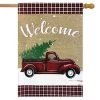 Briarwood Lane Winter Truck Burlap House Flag 28" X 40" Briarwood