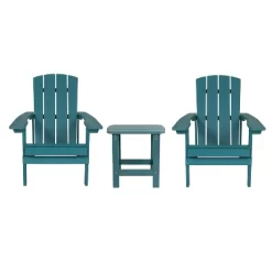 Flash Furniture 2 Pack Charlestown All-Weather Poly Resin Wood Adirondack Chairs With Side Table -Outdoor Garden GUEST 146069bb 6101 4548 b376 1e61ba5b8bcc