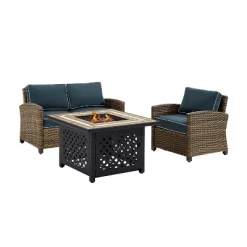 3pc Bradenton Outdoor Steel Fire Pit Set Navy/Weathered Brown - Crosley -Outdoor Garden GUEST 14cd7571 aece 402e b8c8 abf5b7b349a4