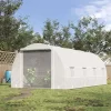 Outsunny Steel Frame Walk-In Tunnel Greenhouse, Large Garden Hot House Kit With 8 Roll-up Windows & Roll Up Door, White