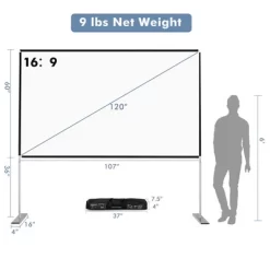 Costway 120'' Projector Screen W/ Stand 16:9 HD 4K Indoor Outdoor Projection Movie Screen