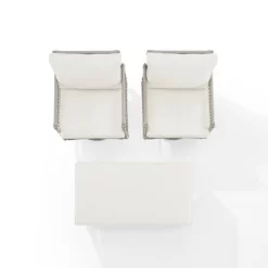 3pc Thatcher Outdoor Steel Conversation Set Creme/Driftwood - Crosley -Outdoor Garden GUEST 15d821f1 4e94 4925 bbd5 2f8151257f40