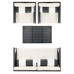 Nunzio 4pc Living Set With Accent Pillows - Black/Beige - Safavieh 12 Nunzio 4pc Living Set With Accent Pillows - Black/Beige - Safavieh -Outdoor Garden GUEST 1658e17f 62ec 48d3 8d2e a7acb4961cca