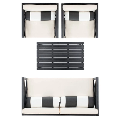 Nunzio 4pc Living Set With Accent Pillows - Black/Beige - Safavieh 6 Nunzio 4pc Living Set With Accent Pillows - Black/Beige - Safavieh - Image 6
