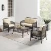 Tribeca 4pc Outdoor Wicker Conversation Set - Sand/Brown - Crosley