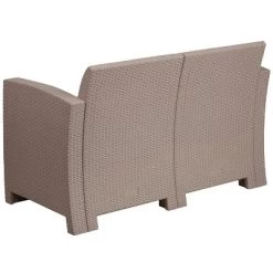 Merrick Lane Outdoor Furniture Resin Loveseat Faux Rattan Wicker Pattern 2-Seat Loveseat With All-Weather Cushions -Outdoor Garden GUEST 16f7f42c 2d8e 4cd5 bb87 667b95ff385c