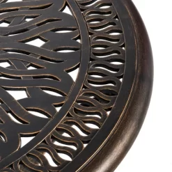 Outsunny Outdoor Furniture Cast Aluminum Dining Set For 4, Round Patio Table And Chairs W/ Umbrella Hole, Stackable Design, Adjustable Feet, Bronze -Outdoor Garden GUEST 171941a8 1a31 4790 9448 9b2cd2ccb2af