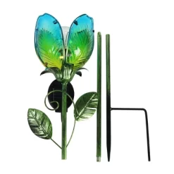 35.8" Resin Solar Flower Garden Stake Blue - Exhart -Outdoor Garden GUEST 179199d5 6683 4b0a ad63 e6a022514ce0