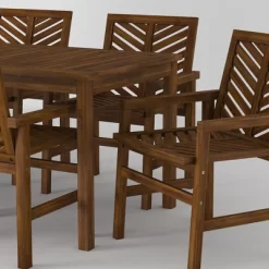 7pc Slatted Chevron Acacia Patio Dining Set - Saracina Home -Outdoor Garden GUEST 18f89f83 40cb 48ac b432 ca6ce9410d4b
