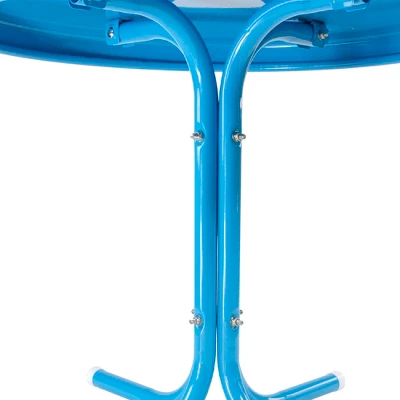 Northlight 22" Round Outdoor Retro Steel Tulip Side Table, Turquoise Blue 3 Northlight 22" Round Outdoor Retro Steel Tulip Side Table, Turquoise Blue - Image 3
