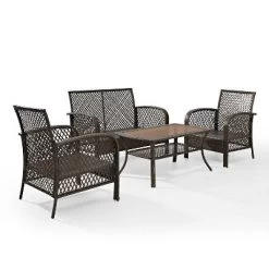 Tribeca 4pc Outdoor Wicker Conversation Set - Sand/Brown - Crosley -Outdoor Garden GUEST 19322bfd 38d9 4687 a3a9 c2e0b7d0bd9b