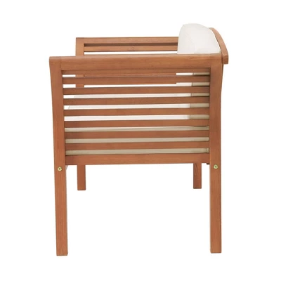 Stamford Eucalyptus Wood Outdoor Bench With Cushions - Natural - Alaterre Furniture 3 Stamford Eucalyptus Wood Outdoor Bench With Cushions - Natural - Alaterre Furniture - Image 3