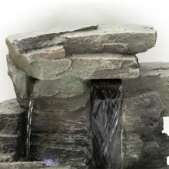 13" Resin Waterfall Tabletop Fountain With LED Lights Gray - Alpine Corporation -Outdoor Garden GUEST 1a027baf a633 4d01 95ec da05b3999ff7