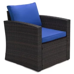 6pc Wicker Outdoor Conversation Set Royal Blue/Dark Brown - EDYO LIVING -Outdoor Garden GUEST 1a4a4d7d 8c4b 4780 a3f2 8eae128a8fce