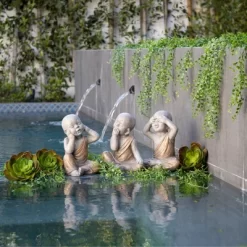 12" Polyresin No Speak Baby Monk Figurine Gray/Gold - Sagebrook Home -Outdoor Garden GUEST 1a9be320 d284 413f 9812 a8a984306e60