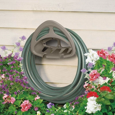 Suncast Hangout HH150 Outdoor Wall Mounted Garden Hose Holder With Shelf, Taupe 1 Suncast Hangout HH150 Outdoor Wall Mounted Garden Hose Holder With Shelf, Taupe