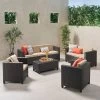 Puerta 5pc Wicker Sofa Chat Set - Dark Brown/Beige - Christopher Knight Home