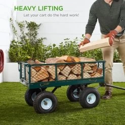 Best Choice Products Heavy-Duty Steel Garden Wagon Lawn Utility Cart W/ 400lb Capacity, Removable Sides, Handle -Outdoor Garden GUEST 1ade9c24 e57b 4ba3 9c13 4c8f4408ad8d