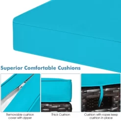 Costway 2PCS Patio Rattan Ottoman Cushioned Seat W/ Foot Rest Turquoise -Outdoor Garden GUEST 1b6833a6 ce0a 4a83 ab09 5ce238ef5d6b