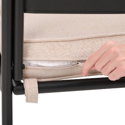 7pc Outdoor Dining Set With 6 Chairs With Seat & Back Cushions & Metal Rectangle Table With Umbrella Hole - Captiva Designs 7 7pc Outdoor Dining Set With 6 Chairs With Seat & Back Cushions & Metal Rectangle Table With Umbrella Hole - Captiva Designs - Image 7