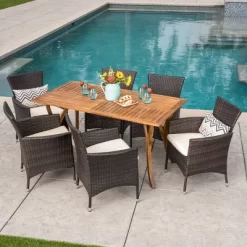 Bennett 7pc Acacia Wood And Wicker Dining Set - Christopher Knight Home 13 Bennett 7pc Acacia Wood And Wicker Dining Set - Christopher Knight Home -Outdoor Garden GUEST 1c7bd47e ff55 4eaf 8afa 3b3bec8eb528