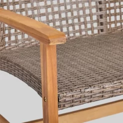 Hampton Wicker Loveseat - Natural/Gray - Christopher Knight Home -Outdoor Garden GUEST 1c882ece 4c48 40ba 892f a13f61f0514e