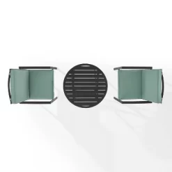 3pc Kaplan Outdoor Steel Chat Set Mist/Bronze - Crosley -Outdoor Garden GUEST 1cd88418 ad0a 4bc9 a39c c61fd124e444