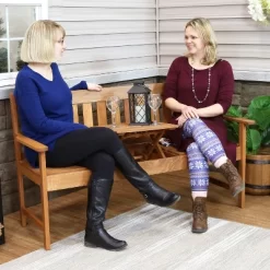 Sunnydaze Decor Sunnydaze Outdoor Meranti Wood With Teak Oil Finish 2-Person Bench Seat With Pop-Up Table - 60" - Brown -Outdoor Garden GUEST 1cf88231 509e 44d6 acf4 73894fd6c726