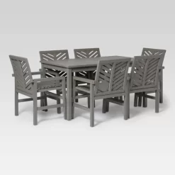 7pc Slatted Chevron Acacia Patio Dining Set - Saracina Home -Outdoor Garden GUEST 1d49e516 b23d 4ee6 a1e1 e3a2c4f32dfa