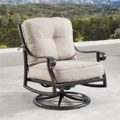 2pk Aluminum Outdoor Deep Seating Swivel Rocking Club Chairs With Cushions - Copper/Tan - Oakland Living