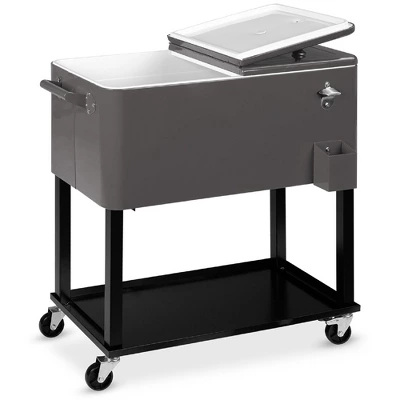 Best Choice Products 80qt Steel Rolling Cooler Cart W/ Bottle Opener, Catch Tray, Drain Plug, Locking Wheels 8 Best Choice Products 80qt Steel Rolling Cooler Cart W/ Bottle Opener, Catch Tray, Drain Plug, Locking Wheels - Image 8