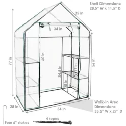 Sunnydaze Decor Sunnydaze Outdoor Portable Tiered Growing Rack Deluxe Walk-In Greenhouse With Roll-Up Door - 4 Shelves - Clear - 54" X 28" X 77" -Outdoor Garden GUEST 1e9e7f44 1ab8 4cb6 9387 cf9645b61dbd