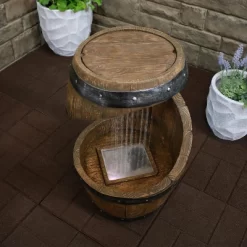 Sunnydaze Decor Sunnydaze 25"H Electric Resin Spiraling Barrel Outdoor Water Fountain With LED Lights -Outdoor Garden GUEST 1eaeb9e0 6dee 4d97 aacd 1e6393e54d5f