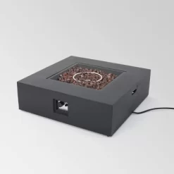 Oana 7pc Acacia V-Shaped Sectional Sofa With Fire Pit Set - Gray/Dark Gray - Christopher Knight Home -Outdoor Garden GUEST 1eb4a5ab 0dc5 417d 9c9b 46c3eb952b2e