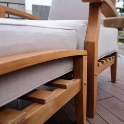 Cambridge Casual Caterina Teak Outdoor Patio Ottoman With Cushion -Outdoor Garden GUEST 1f9192b2 eba1 41ee 9513 a31cd475a5fa