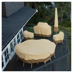 Veranda Square Patio Table And Chair Set Cover - Light Pebble - Classic Accessories -Outdoor Garden GUEST 1f96611b 2fe7 4874 a3fc f9ed32cbf379