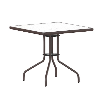 Emma And Oliver 31.5" Square Tempered Glass Metal Table With Smooth Ripple Design Top 11 Emma And Oliver 31.5" Square Tempered Glass Metal Table With Smooth Ripple Design Top - Image 11