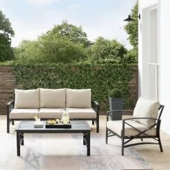 Kaplan 3pc Outdoor Sofa Set With Sofa & Arm Chair With Coffee Table - Oatmeal - Crosley -Outdoor Garden GUEST 1fca7f91 7ca8 4add ae94 f5716fdd4f6c