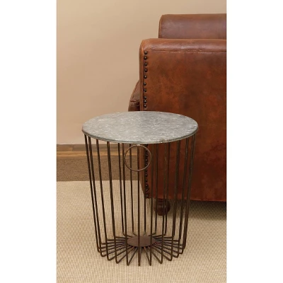 Metal Wire Stool Patio Accent Table - Olivia & May 4 Metal Wire Stool Patio Accent Table - Olivia & May - Image 4