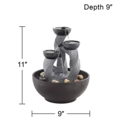 John Timberland Three Twist Column Modern Zen Cascading Bowls Indoor Tabletop Water Fountain With LED Light 11" For Table Office Desk Home Bedroom -Outdoor Garden GUEST 20d8d753 4800 4887 864d 90dff117d3a4