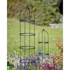 Gardeners Supply Company Essex Round Trellis For Vines Plant Support | Sturdy Stackable Upright Obelisk Garden Trellis For Vines, Clematis, Climbing
