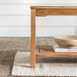 Ravenscroft Modern Boho Acacia Wood Slatted Outdoor Coffee Table With Lower Shelf - Saracina Home -Outdoor Garden GUEST 20e8c058 29f7 4dae 9c40 ba829a75f9e4